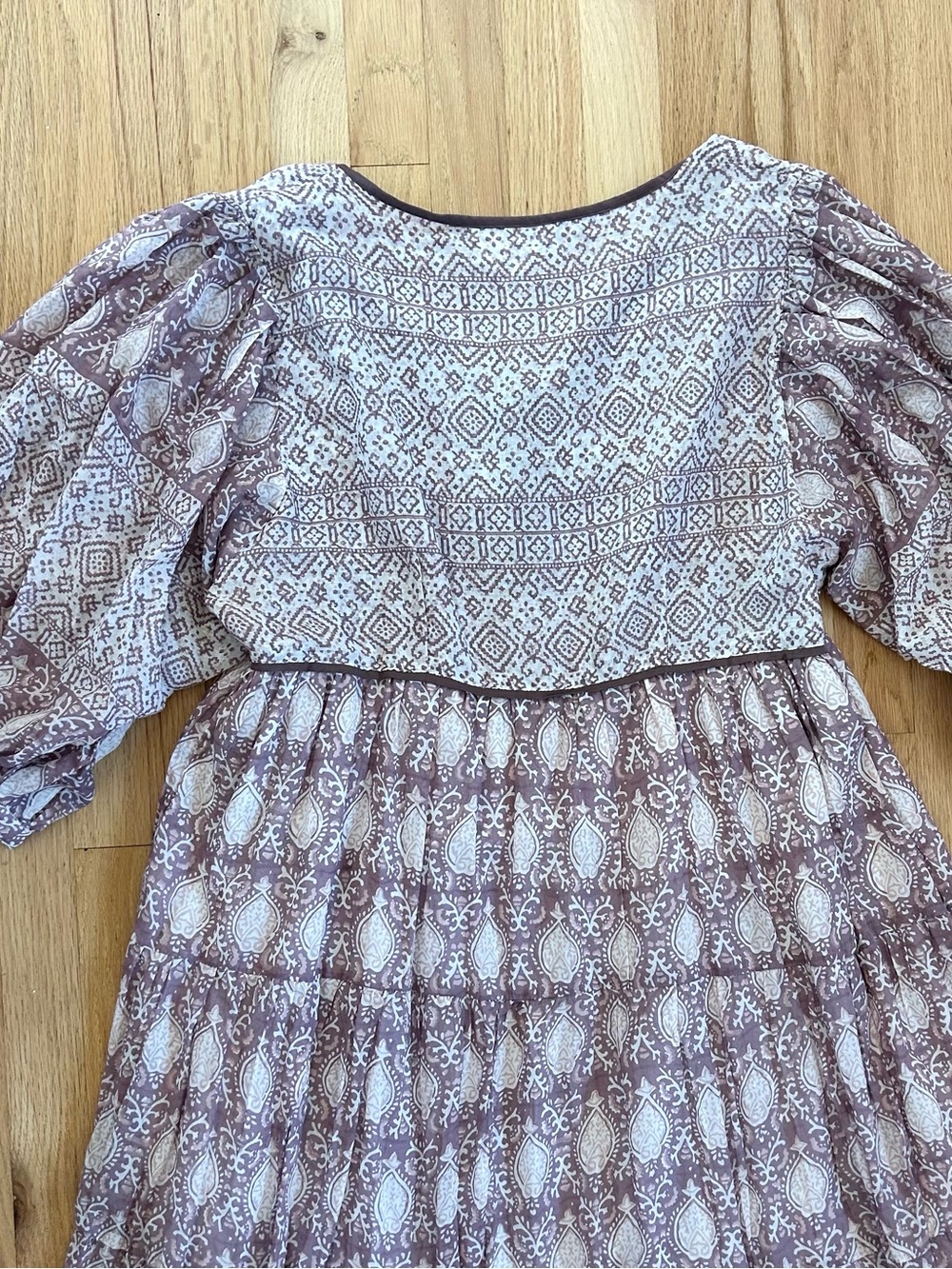 DAUGHTERS OF INDIA jasmine maxi dress lavender block print boho cotton size XL - Picture 12 of 13